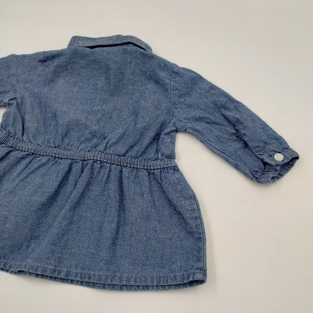 Carter's size 3 months baby chambray collared dress with tiny heart